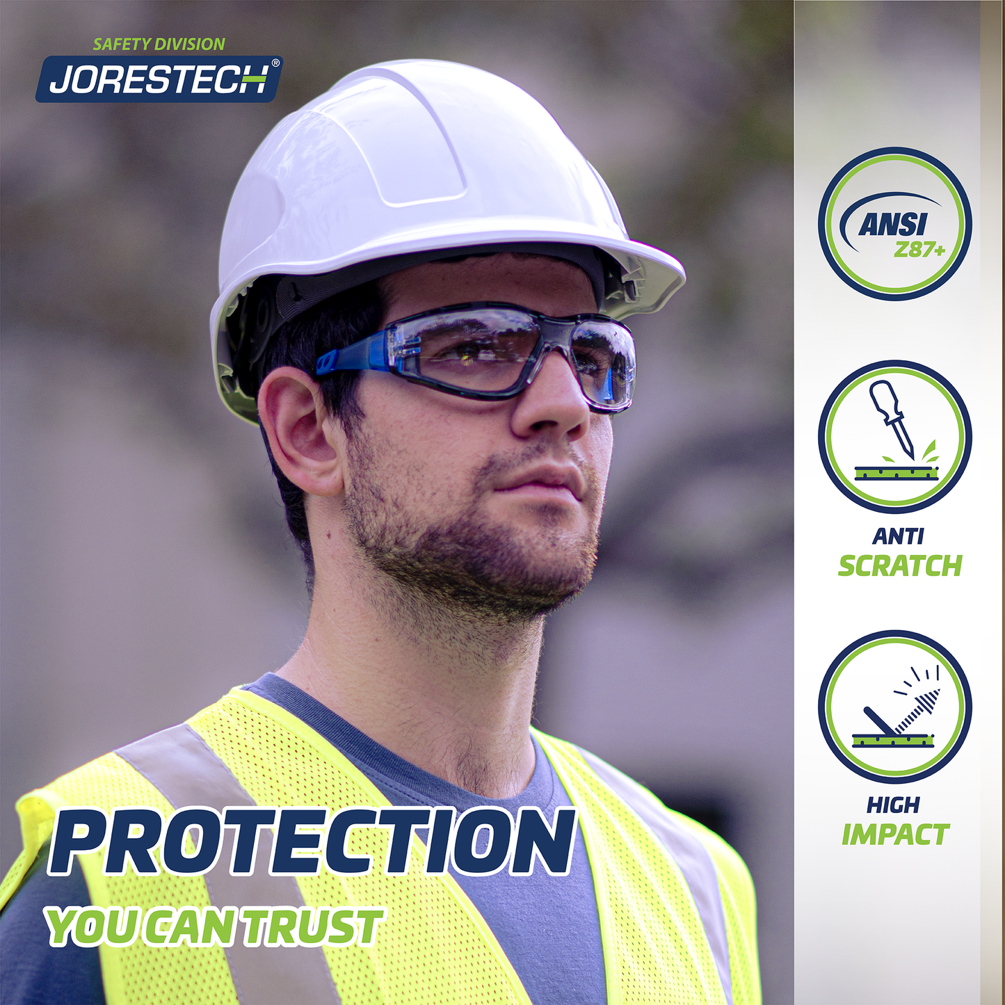 Anti-Fog Safety Glasses Convertible to Goggles with Removable Foam Seal, Temples & Headband