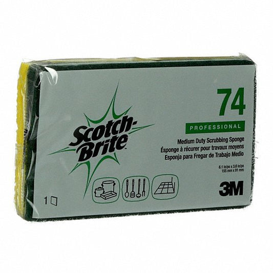 3M 74 Scrubber Sponge, 6" L, 3-5/8" W, PK20