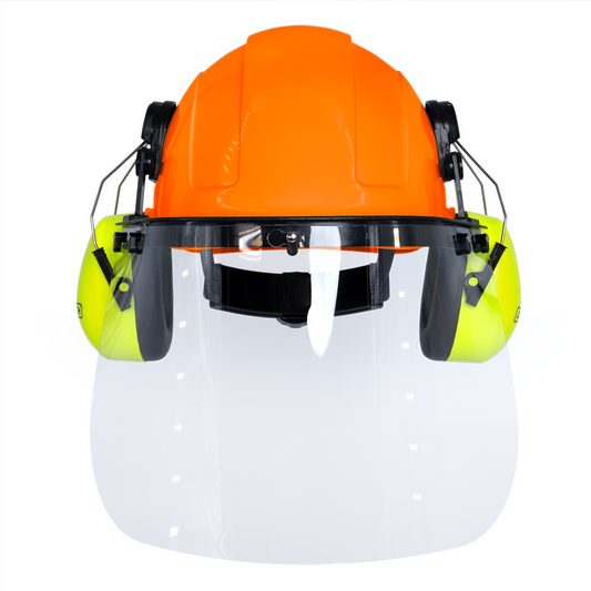 Cap-Style Hard Hat Kit with Lime Mountable Earmuffs and Hi-Transparency Face Shield